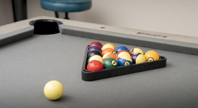 a pool table with balls on it